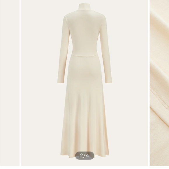 NWT Commense Pleated Fishtail Long Dress - Apricot / XL - Picture 2 of 7